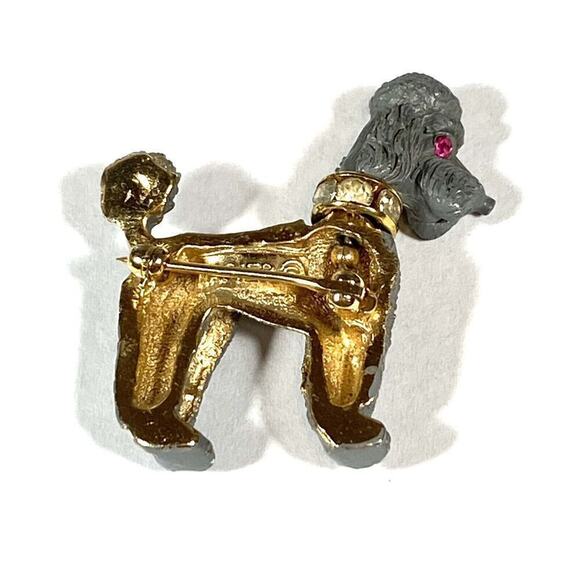 Napier Vintage Poodle Brooch Pin Rotating Swivel Head Grey - Picture 6 of 8